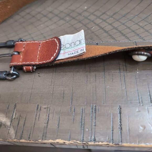 Vintage Leonardo Made In Italy Brown Woven Leather Belt  With Stone Detailing - Picture 9 of 12